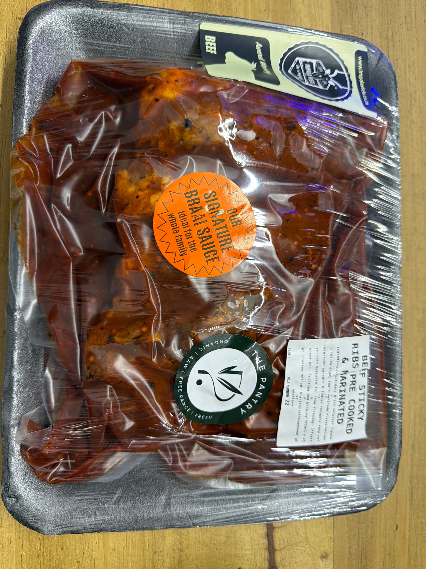 Beef sticky ribs pre cooked and marinated 1kg average