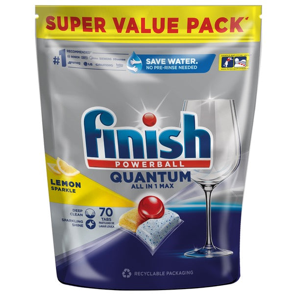 Finish Quantum Lemon Sparkle All-in-1 Max Dishwasher Tablets 70 pack