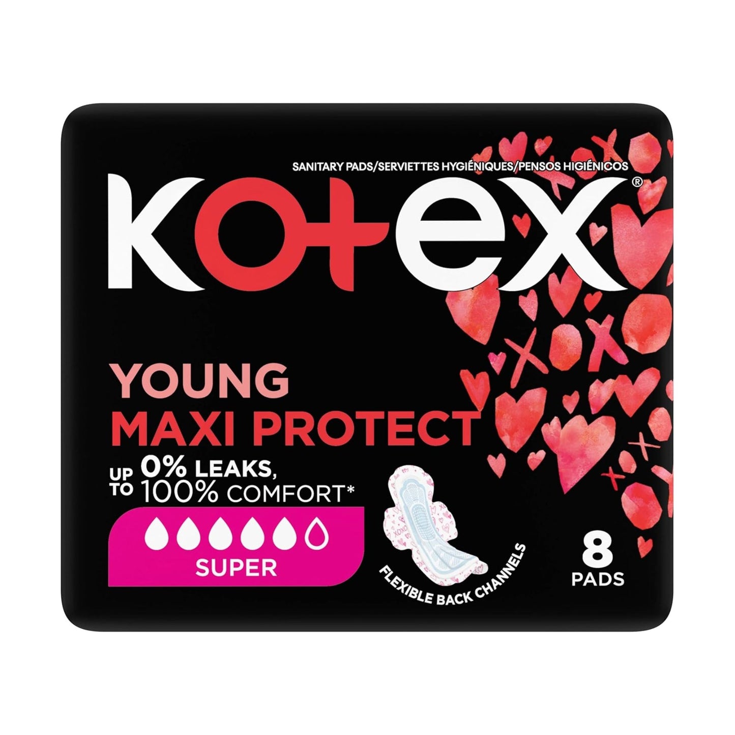Kotex® Young Maxi Protect Pads - Super Plus Wings - 8's