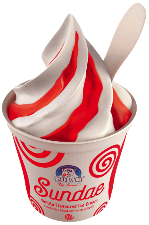 Vanilla and Strawberry Sundae ice cream cup
