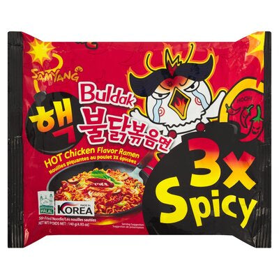 Samyang Buldak 3 x Spicy ramen Flavoured Ramen Noodles 140g