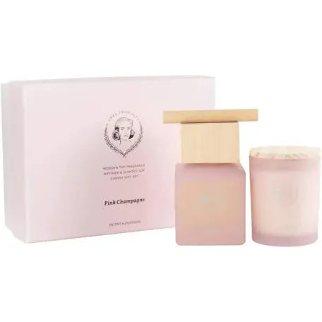 Anke Pink Champagne Diffuser and Soy Candle gift set 160ml each