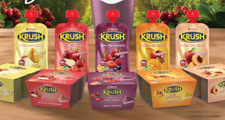Clover Krush fruit smoothie strawberry and apricots purée blend 110ml