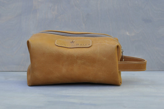 Full Leather Shaving bag Tan