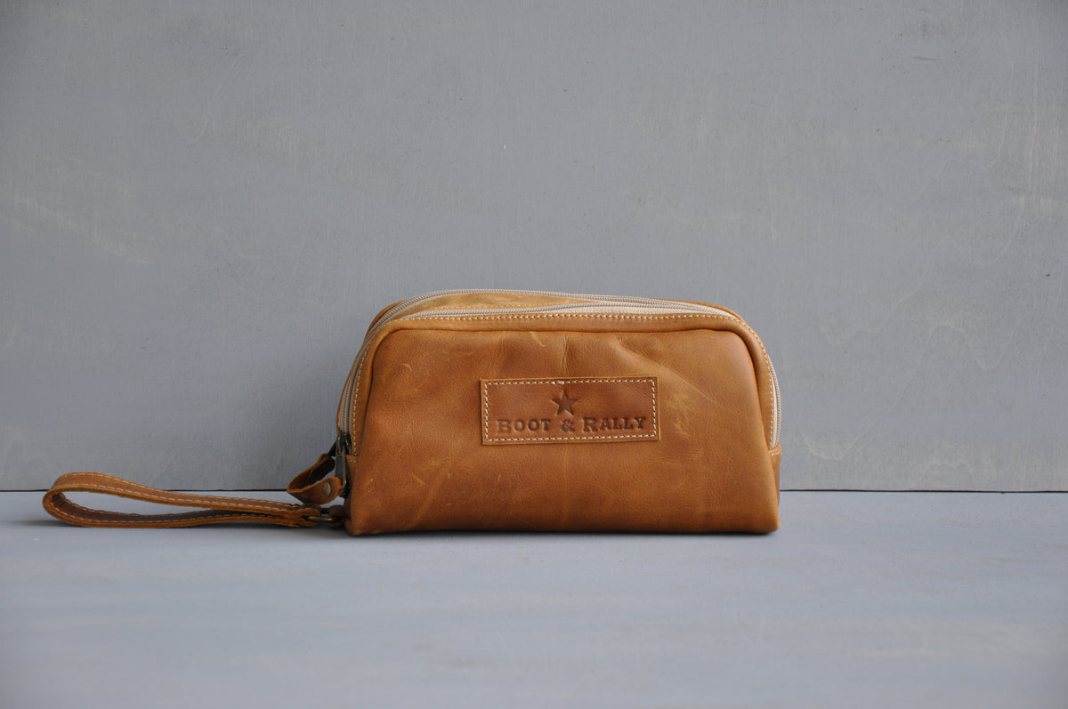 Executive Leather toiletry bag Small Tabacco