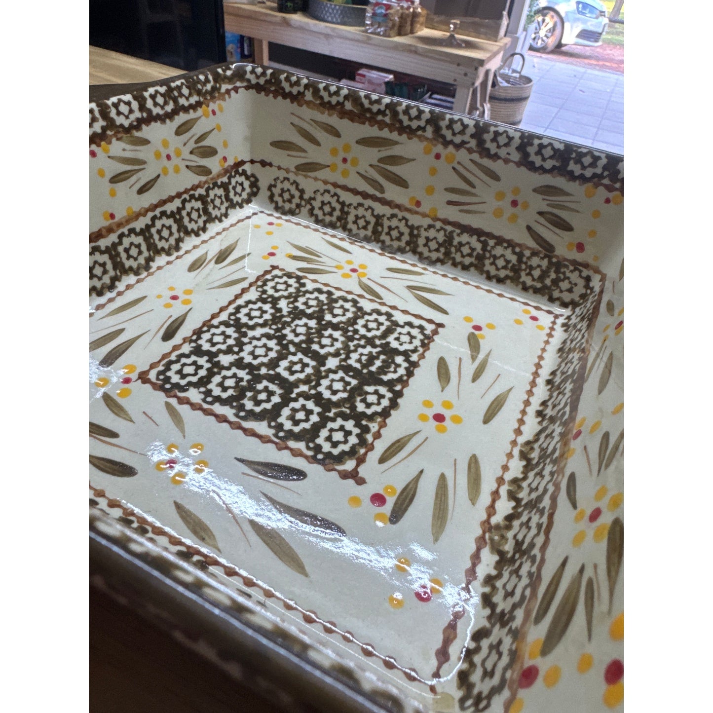 Ceramic hand painted Square Casserole 24 x 20cm