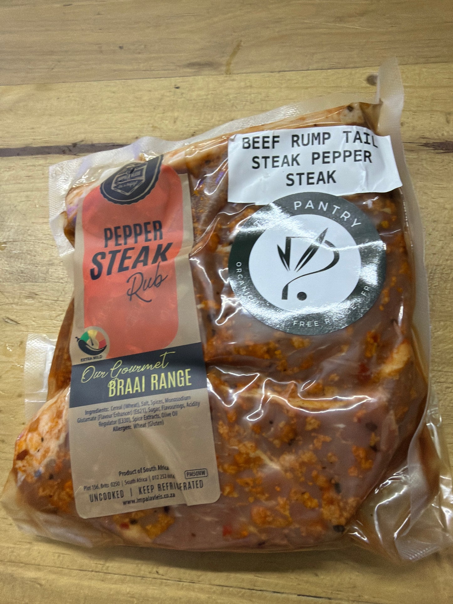 Beef rump tail steak pepper steak rub 500g average ￼