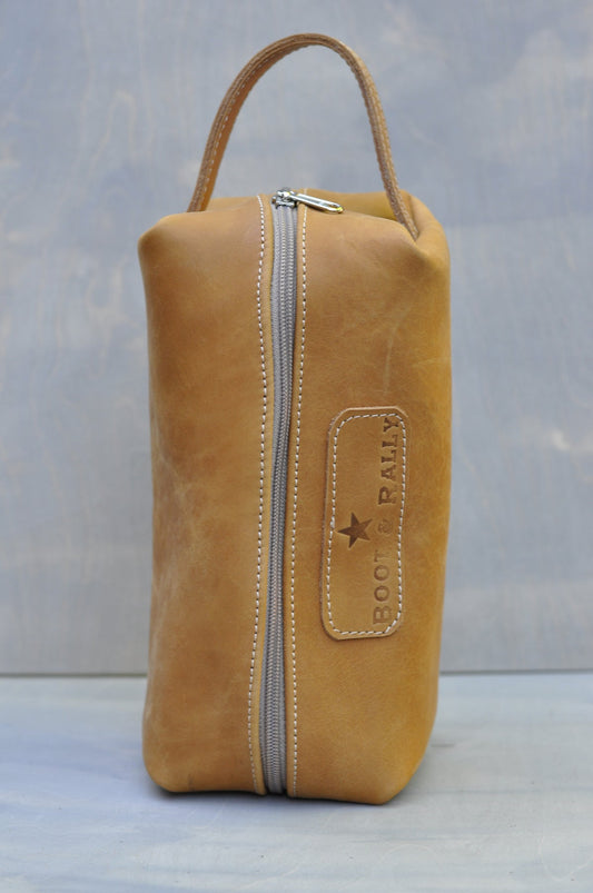 Full Leather Shaving bag Tan