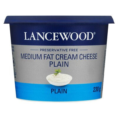 Lancewood Medium Fat Plain Cream Cheese 230g