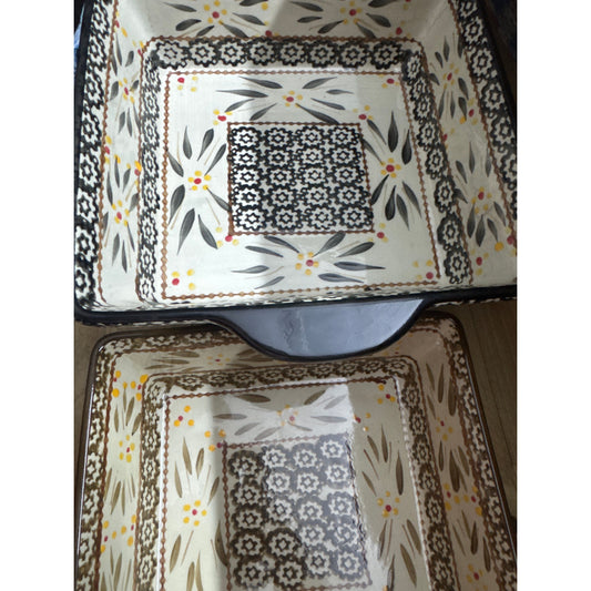 Ceramic hand painted Square Casserole 24 x 20cm