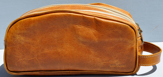 Full Leather Double Shaving bag