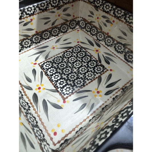Ceramic hand painted Square Casserole 24 x 20cm