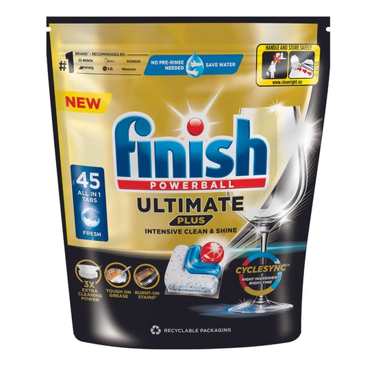 Finish 45s Ultimate Plus All-in-1, Fresh, Dishwasher Detergent For Intensive Clean And Shine