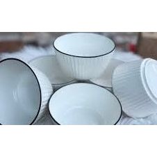 White and Black ceramic Air Fryer squared bowl