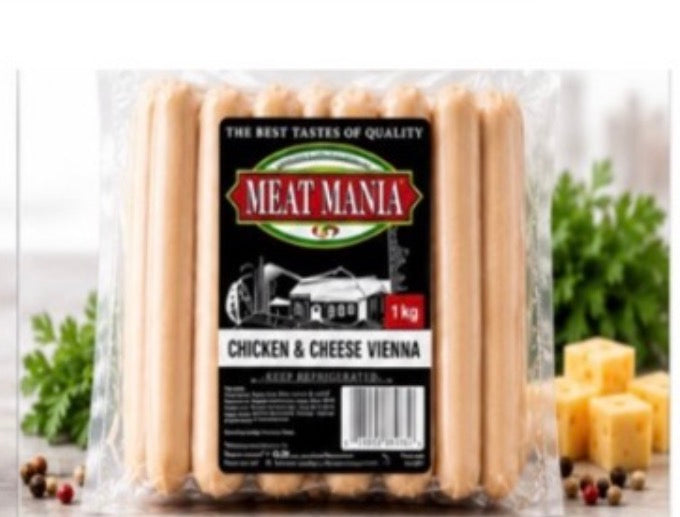 Meat Mania chicken and cheese Vienna 1kg￼