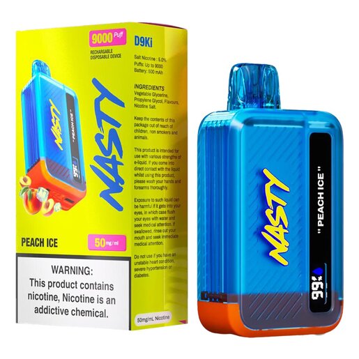 Nasty Peach Ice 5.0% Rechargeable 9000 Puffs Disposable Vape