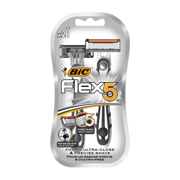 BIC Men's Flex 5 Titanium Disposable 2 Razor Blade in Blister Pack