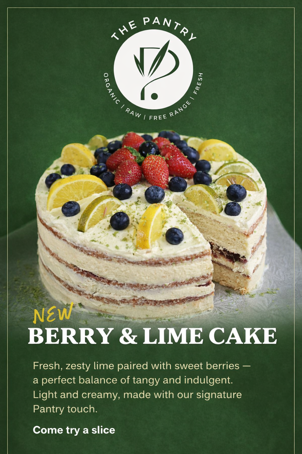 Berry and lime cake