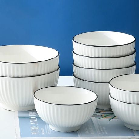 White and Black rimmed salad bowl