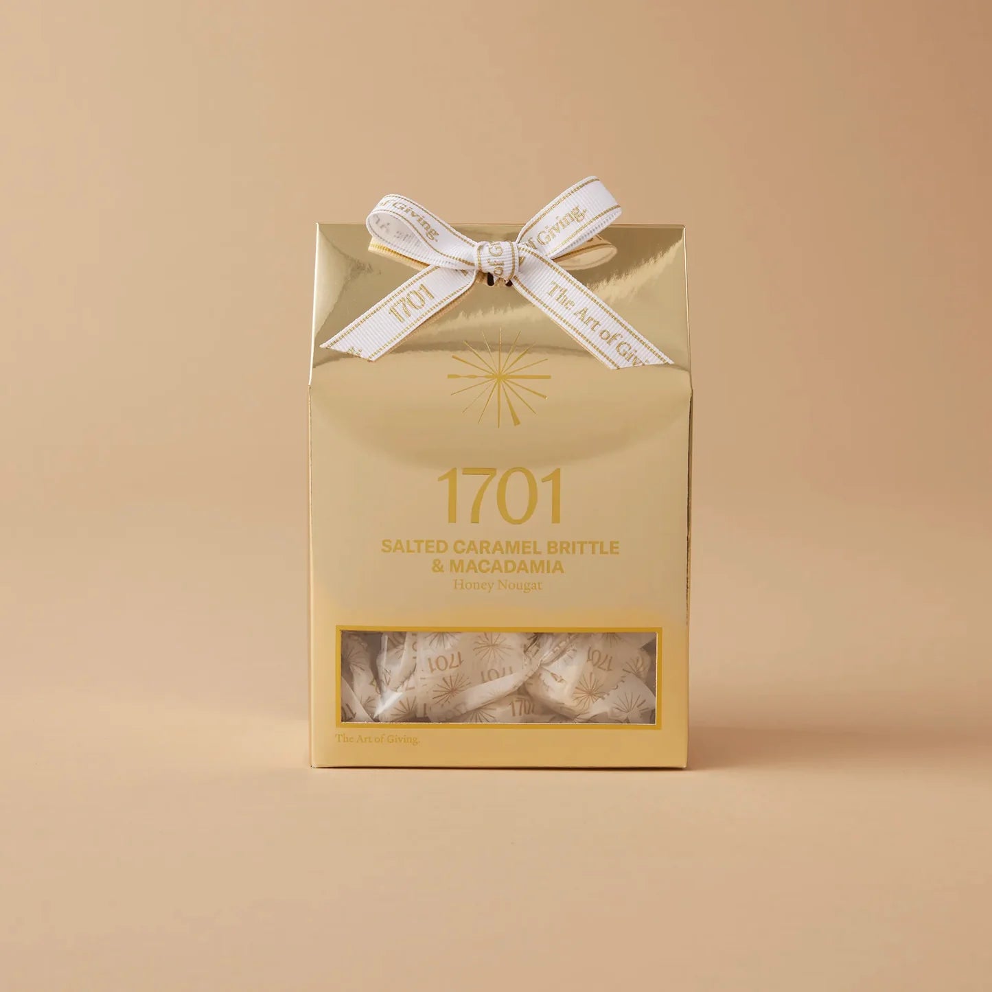 1701 Salted caramel brittle and macadamia honey nougat box 160 g ￼