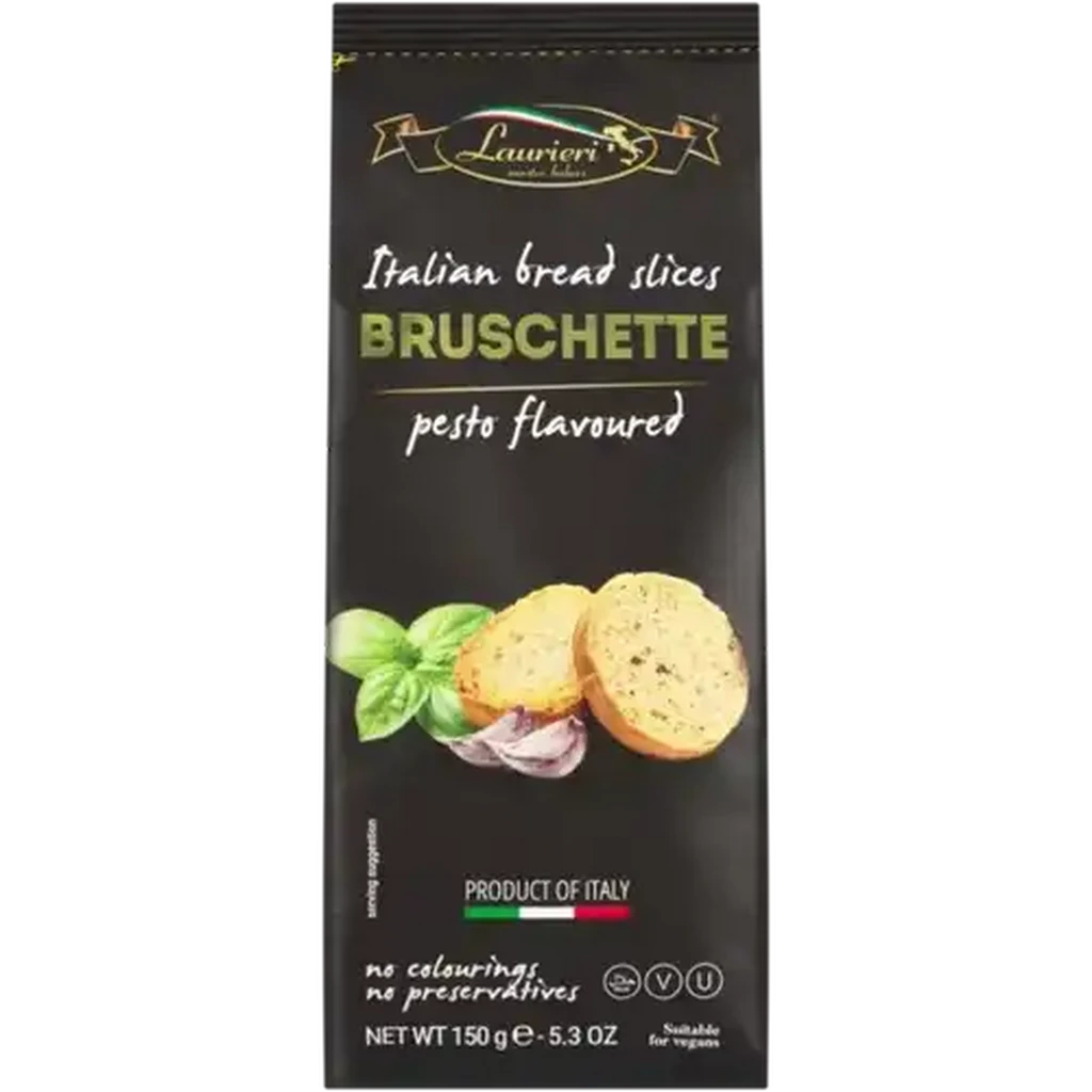 Laurieri Italian bread slices Bruschette pesto flavored