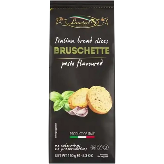Laurieri Italian bread slices Bruschette pesto flavored