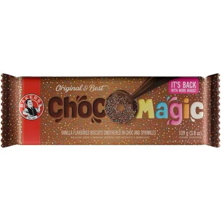Bakers choc0magic vanilla flavour biscuits in chocolate