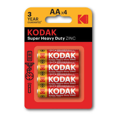 Kodak super heavy duty zinc batteries AA 4 pack ￼